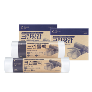 바이오매스 크린장갑 100매 X2개+크린롤백(중) 200매+크린롤백(미니) 200매
