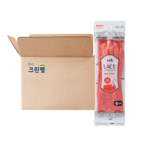 고무장갑 레이스 코랄(중) X50개(1BOX)