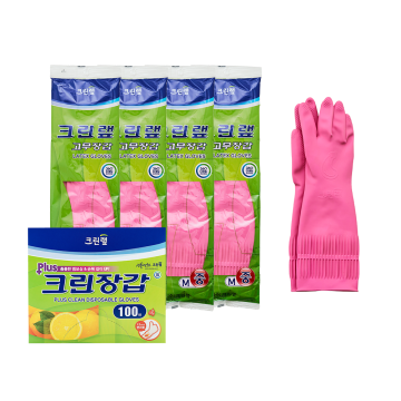 크린랩 고무장갑(중) X4개 (+플러스 크린장갑 100매 증정)