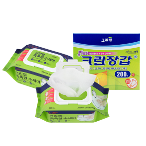 촉촉한 수세미(40매) X2개 + 플러스 크린장갑 200매