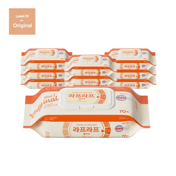 [무료배송] 라프라프 오리지널 약산성 물티슈 캡(70매) X10개 (1BOX)